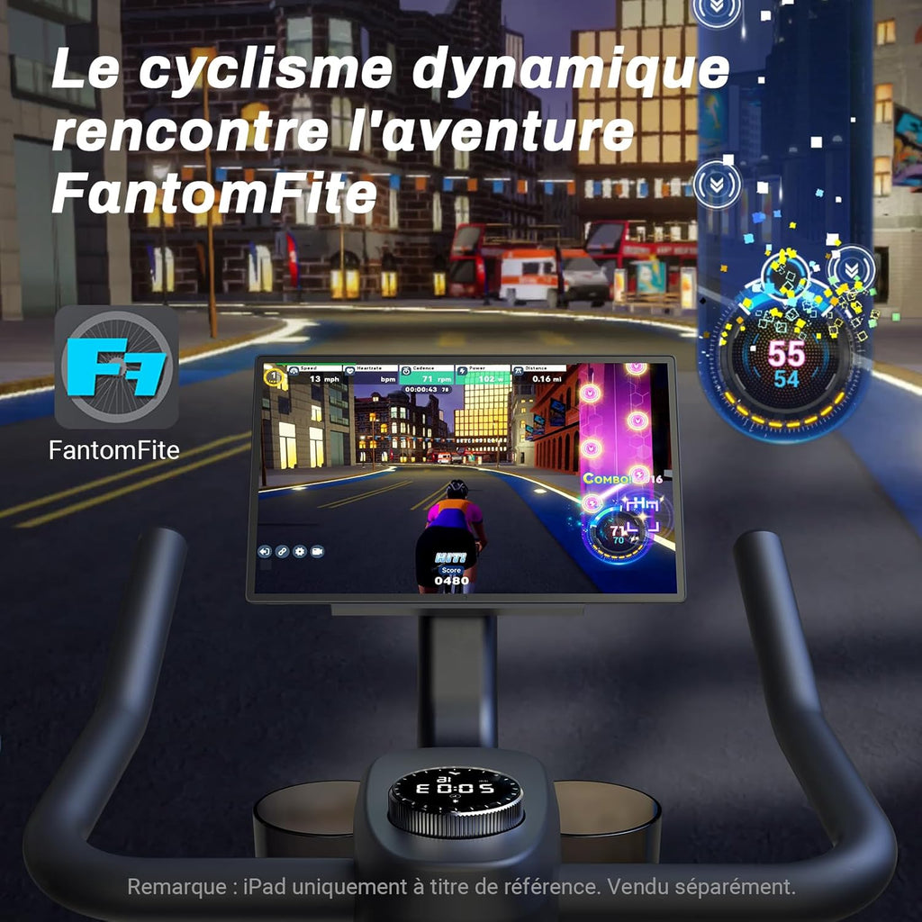 Vélo d'appartement Connecté Ultra-silencieux , 4 en 1 avec Résistance Magnétique 16 Niveaux, Écran LCD