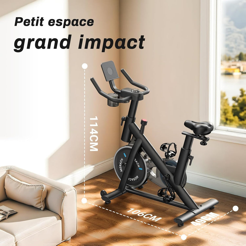 Vélo d'appartement Connecté Ultra-silencieux , 4 en 1 avec Résistance Magnétique 16 Niveaux, Écran LCD