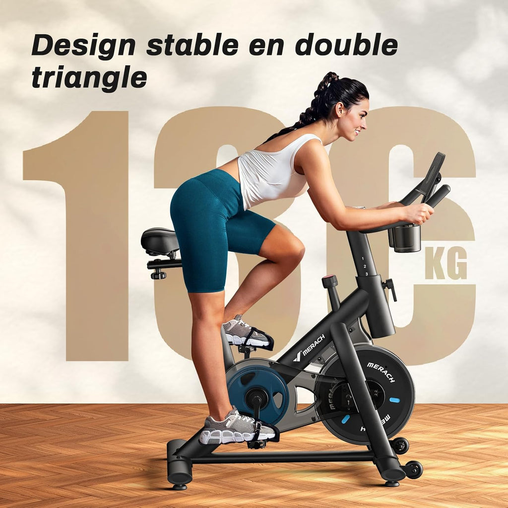 Vélo d'appartement Connecté Ultra-silencieux , 4 en 1 avec Résistance Magnétique 16 Niveaux, Écran LCD