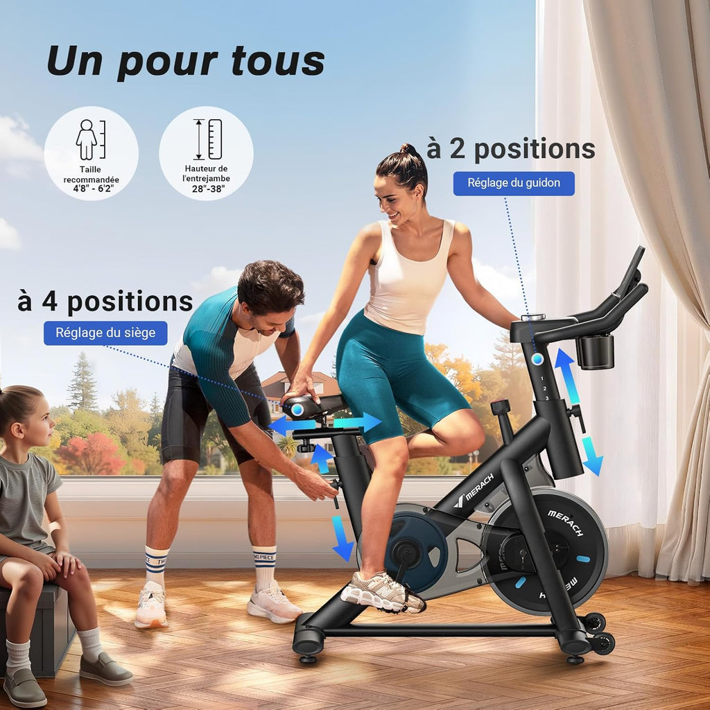 Vélo d'appartement Connecté Ultra-silencieux , 4 en 1 avec Résistance Magnétique 16 Niveaux, Écran LCD