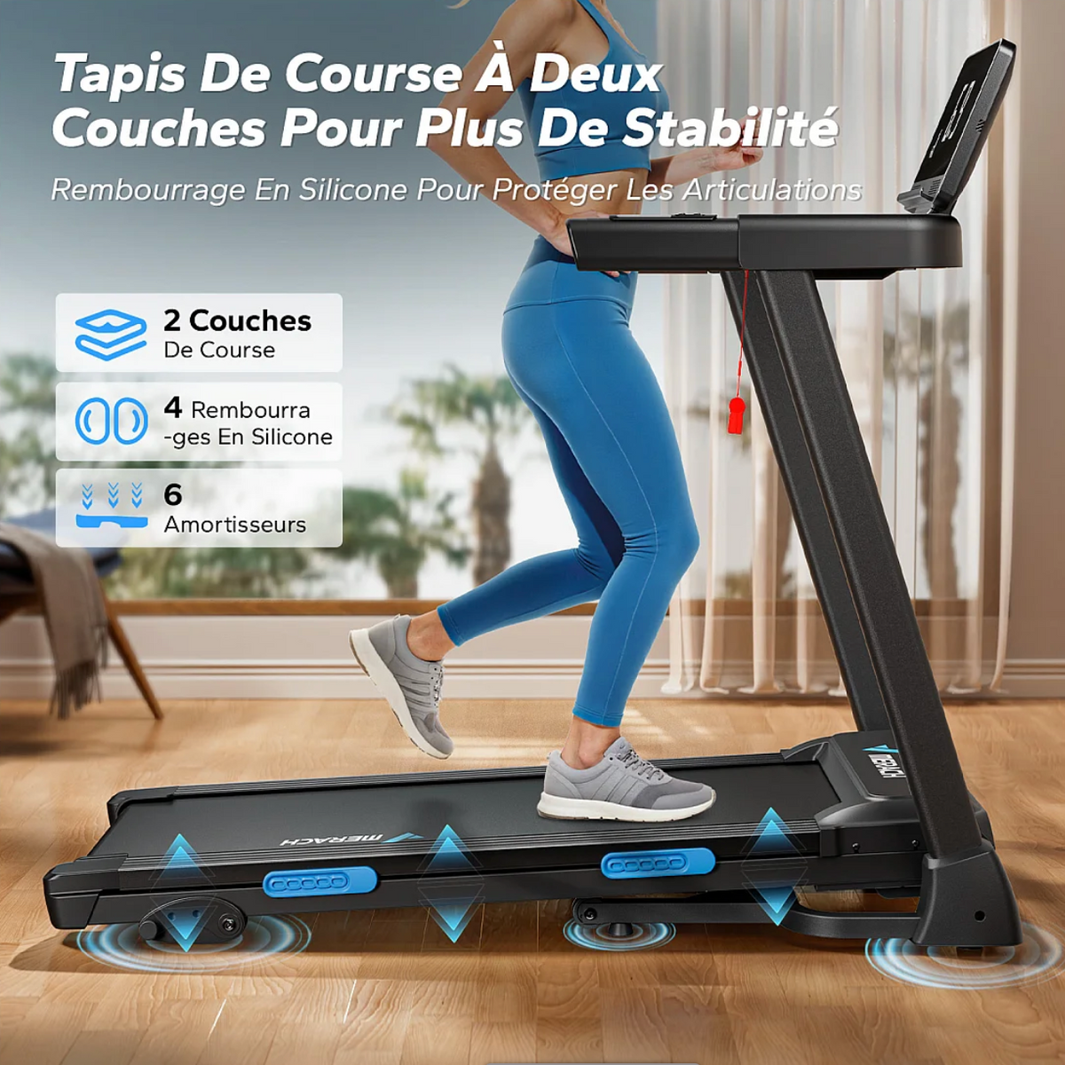 Tapis de Course Connecté Pliable avec 3 niveaux d’inclinaison, Vitesse Réglable de 0,8 à 12 km/h, Écran LED