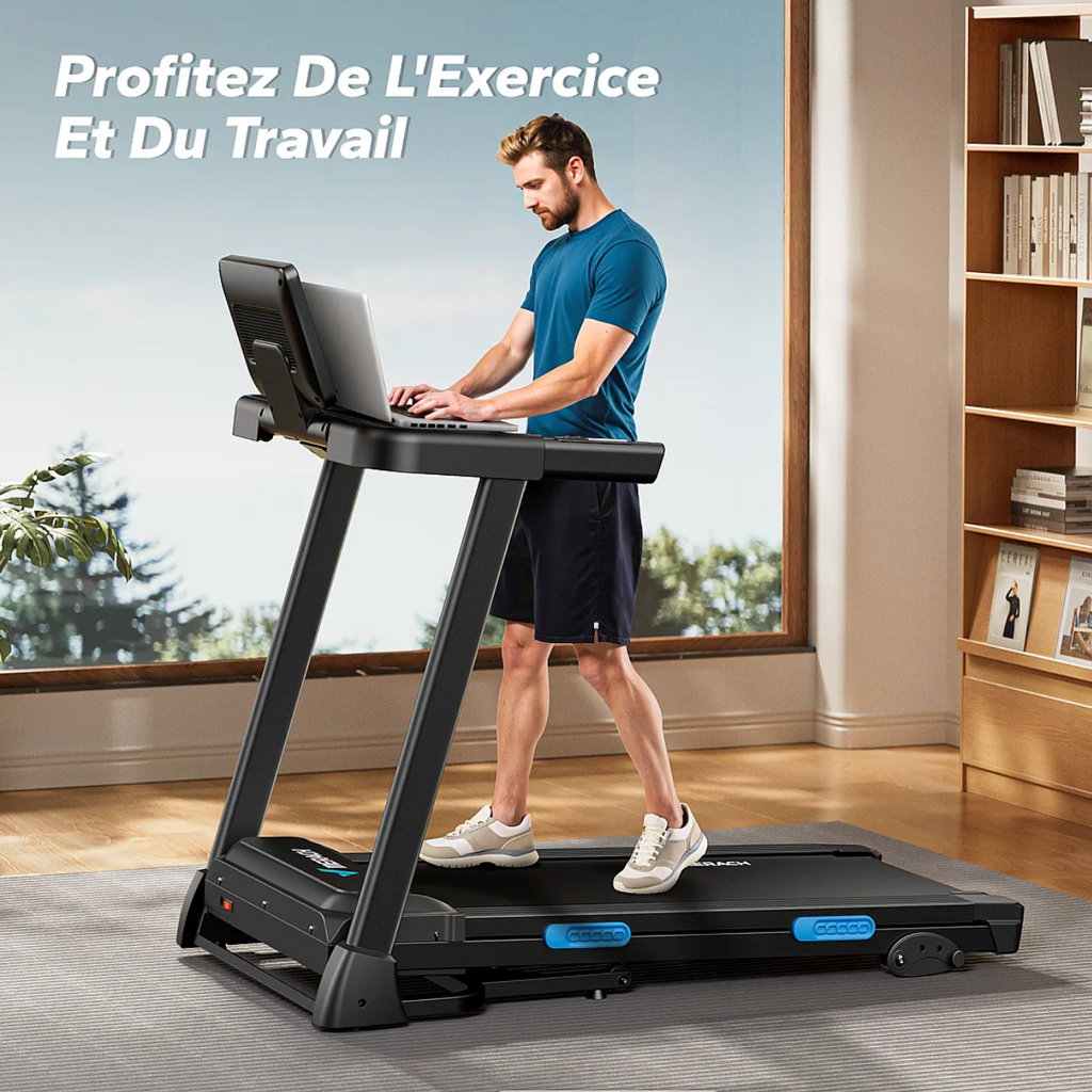 Tapis de Course Pliable Connecté avec 3 niveaux d’inclinaison, Vitesse Réglable de 0,8 à 12 km/h, Écran LED